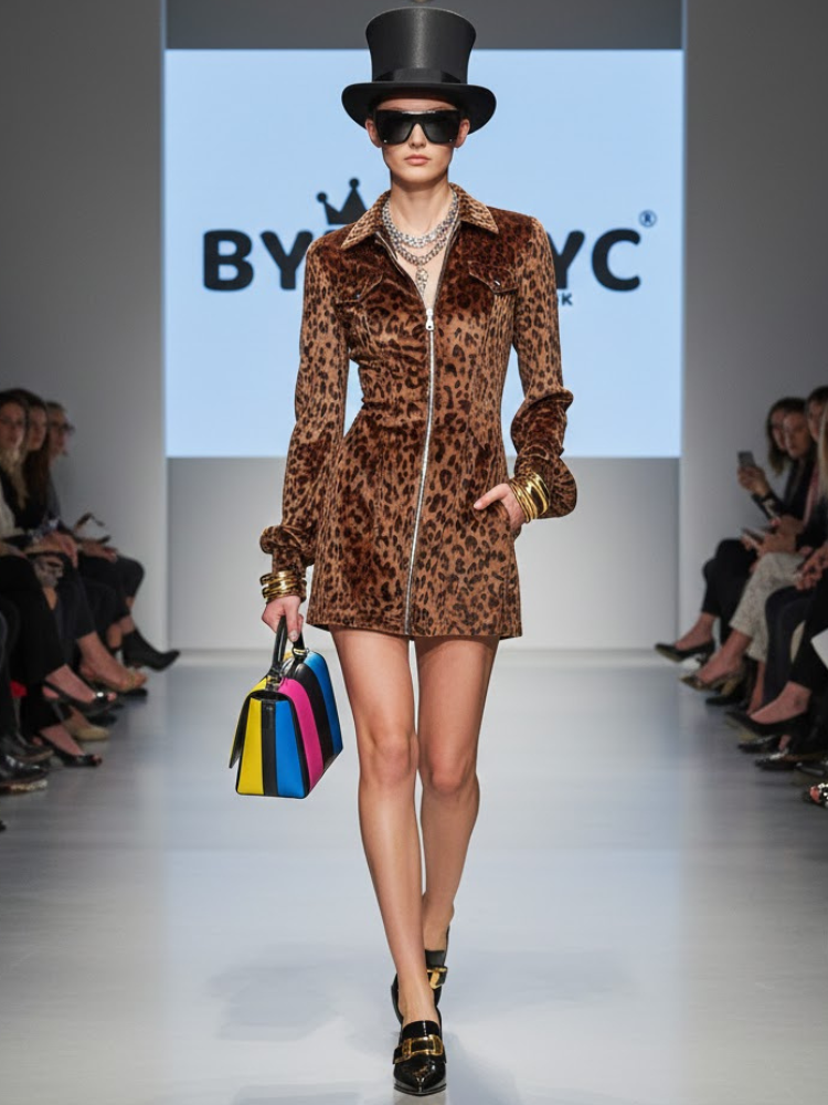  Velvet Leopard Zip-Dress • SOHO New Collection BYMANYC ® New York  NYC Wholesale Boutique Inventory - No MOQ & Ready to Ship