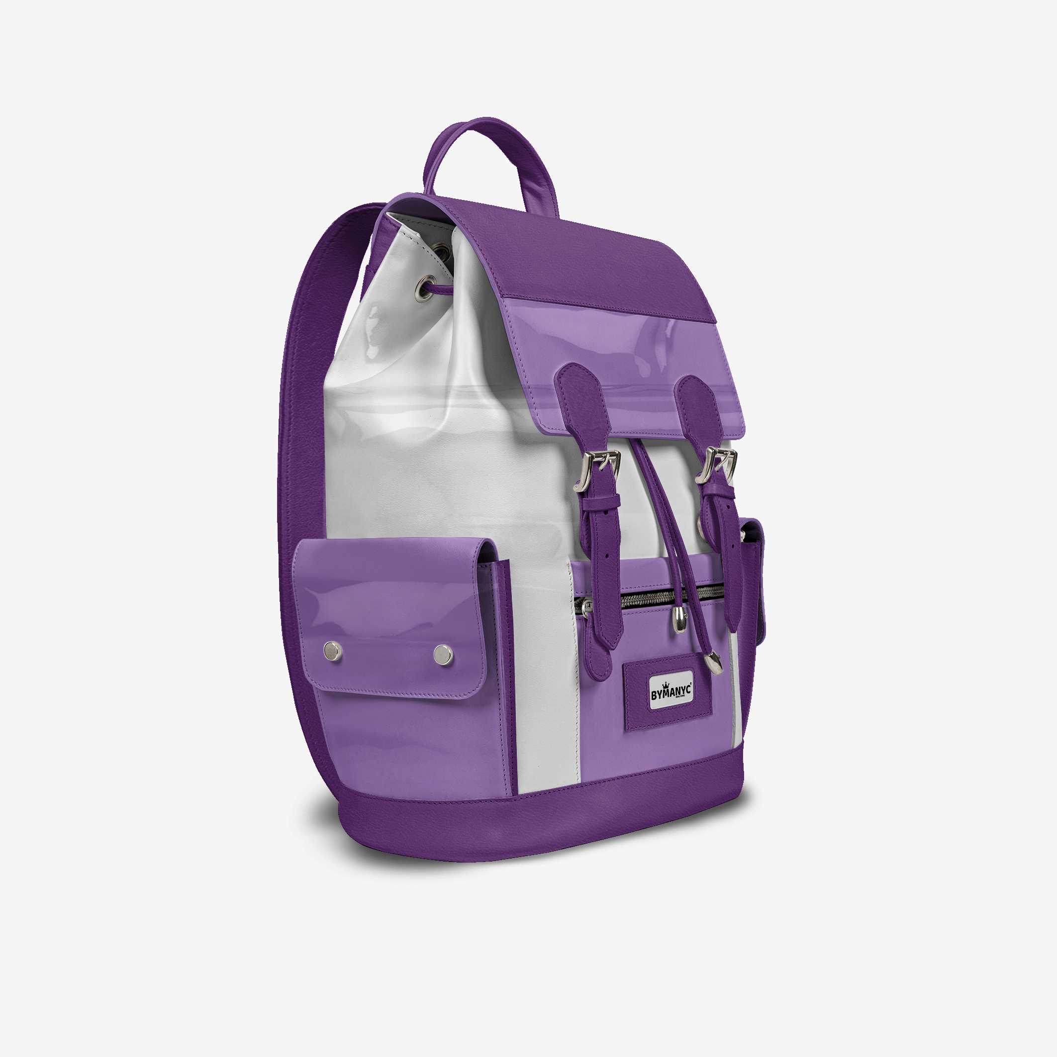  Violet & White Couture Eco Backpack – BYMANYC ® New York (Handmade in Italy)  NYC Wholesale Boutique Inventory - No MOQ & Ready to Ship