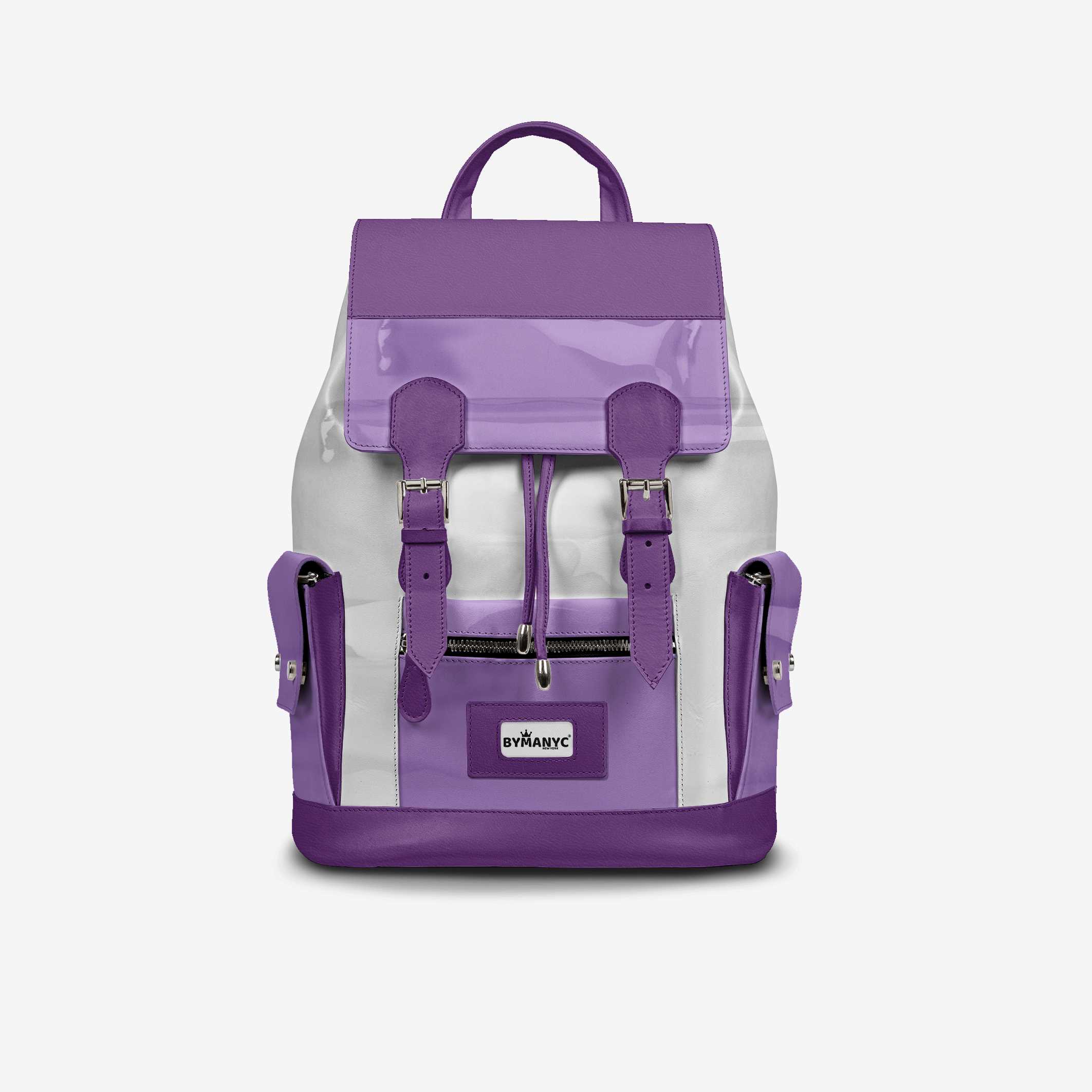  Violet & White Couture Eco Backpack – BYMANYC ® New York (Handmade in Italy)  NYC Wholesale Boutique Inventory - No MOQ & Ready to Ship