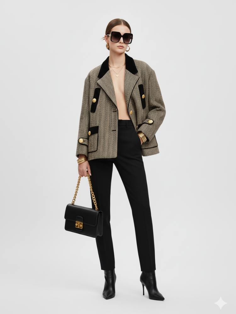 WEST VILLAGE Herringbone Tweed Jacket BYMANYC ® New York - BYMANYC ® New York  