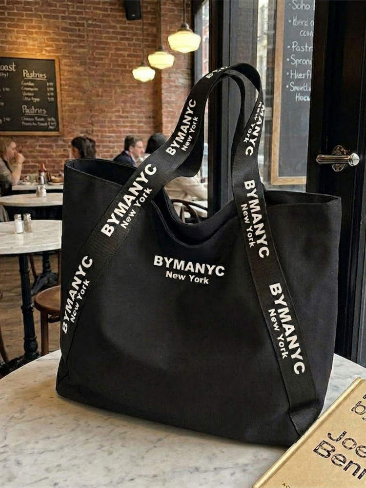  WOMEN'S BAG Black Canvas Tote SOHO - BYMANYC ® New York  NYC Wholesale Boutique Inventory - No MOQ & Ready to Ship