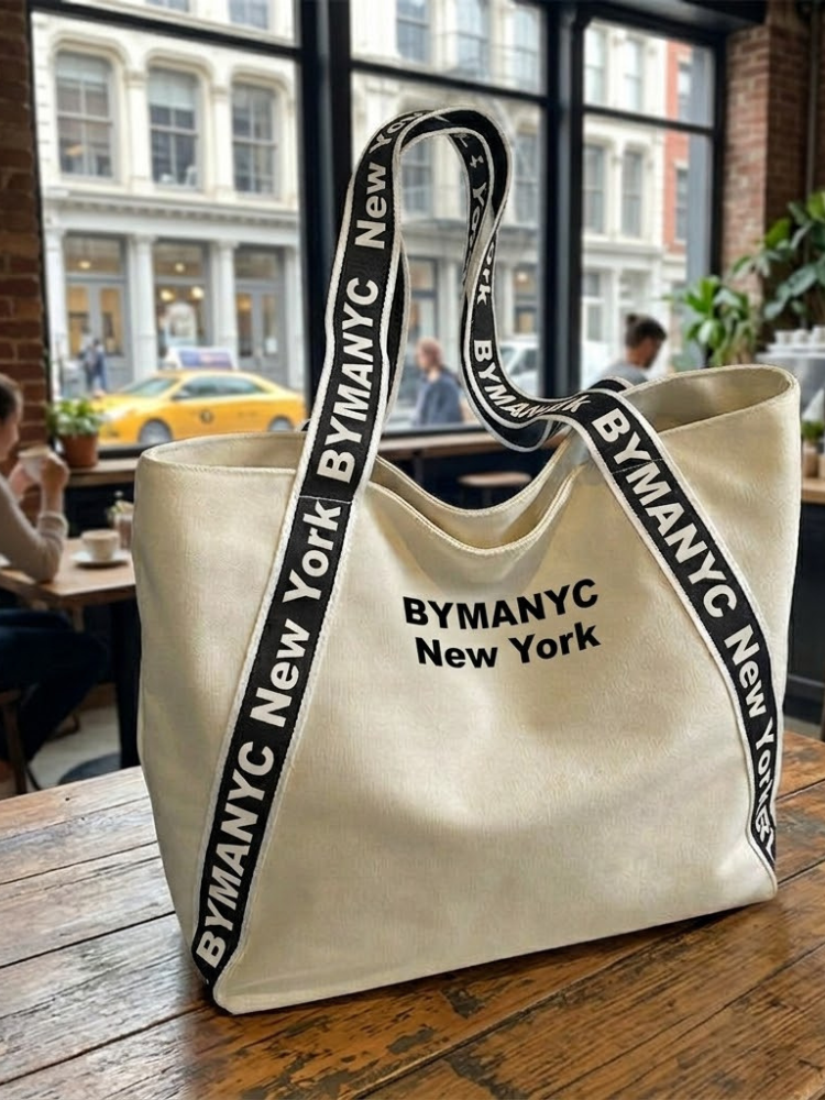  WOMEN'S BAG Cream Canvas Tote SOHO - BYMANYC ® New York  NYC Wholesale Boutique Inventory - No MOQ & Ready to Ship