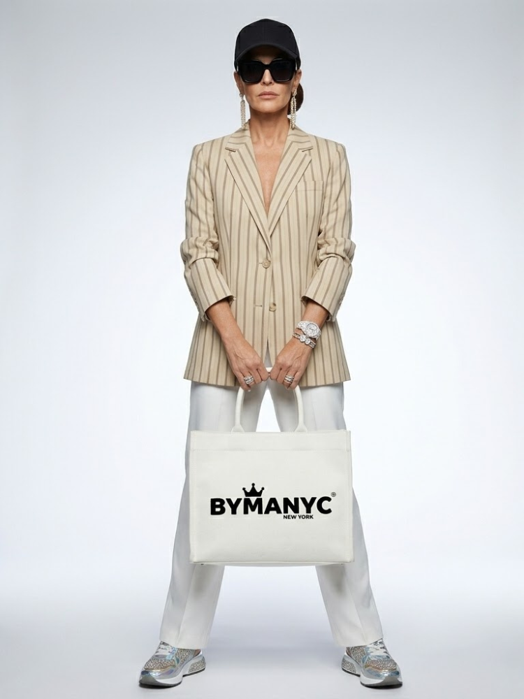  WOMEN'S BLAZER Beige Striped NOLITA - BYMANYC ® New York  NYC Wholesale Boutique Inventory - No MOQ & Ready to Ship