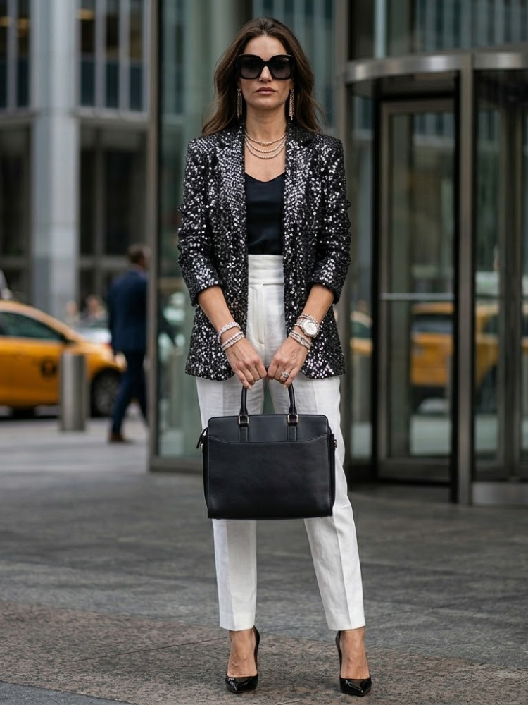  WOMEN'S BLAZER TIMES SQUARE New Collection WALL STREET BYMANYC ® New York  NYC Wholesale Boutique Inventory - No MOQ & Ready to Ship