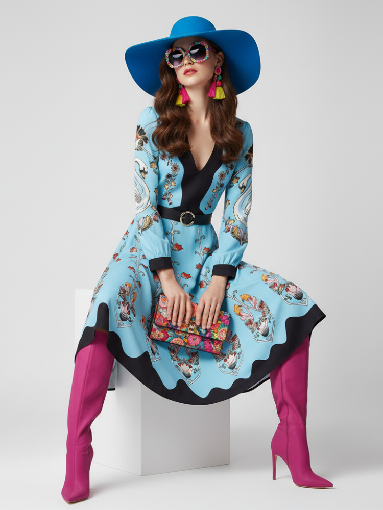 Waist-Cinched Floral Dress, The Met | Women - BYMANYC ® New York - BYMANYC ® New York  