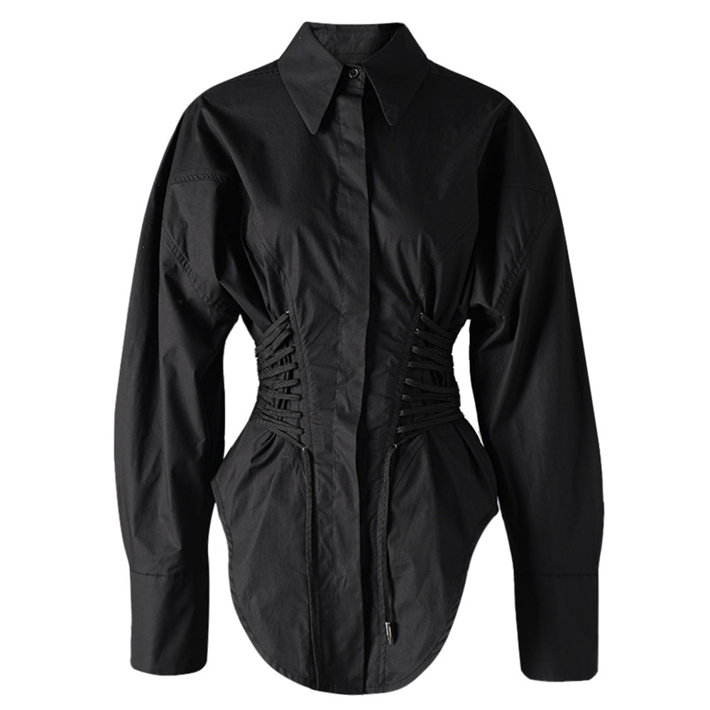 Waist-Tied Irregular Shirt, Hudson Yards | Women - BYMANYC ® New York - BYMANYC ® New York  