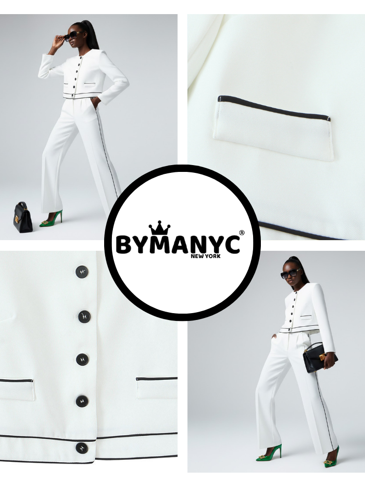  White MADISON Suit Jacket & Pants Prêt-à-Porter BYMANYC ® New York  NYC Wholesale Boutique Inventory - No MOQ & Ready to Ship