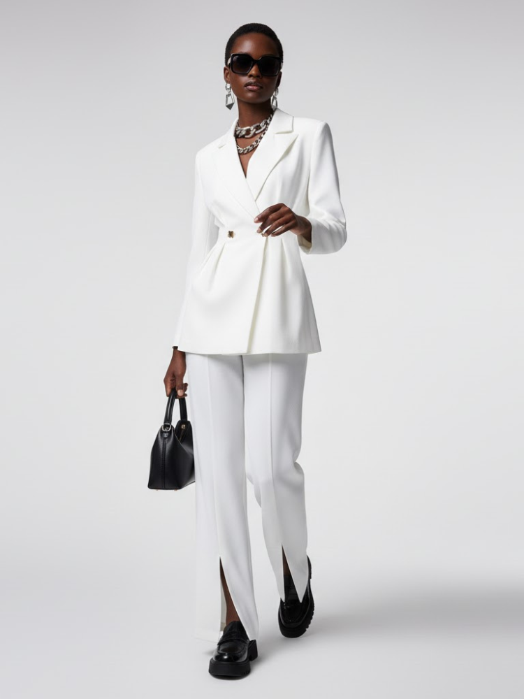 White Tailored Blazer and Trousers Set - WILLIAMSBURG: New Collection COUTURE in BROOKLYN - BYMANYC ® New York - BYMANYC ® New York  