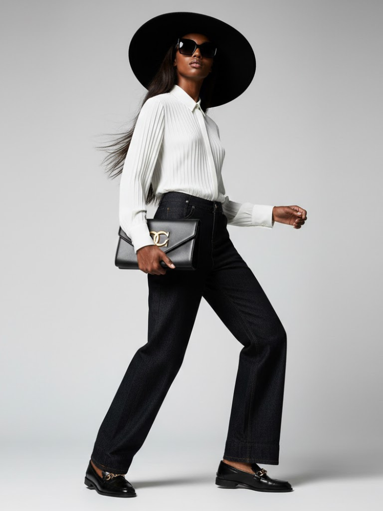  Wide-Leg Denim Trousers with Back Buckle Detail • BYMANYC ® New York  NYC Wholesale Boutique Inventory - No MOQ & Ready to Ship