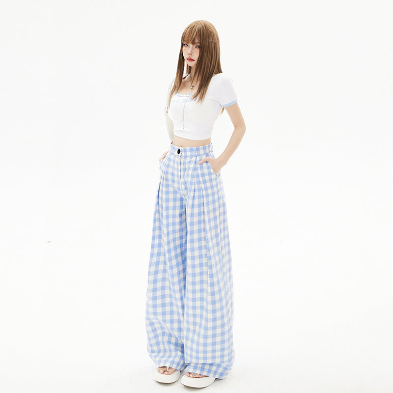 Wide-Leg Plaid Pants, Upper East Side | Women - BYMANYC ® New York - BYMANYC ® New York  