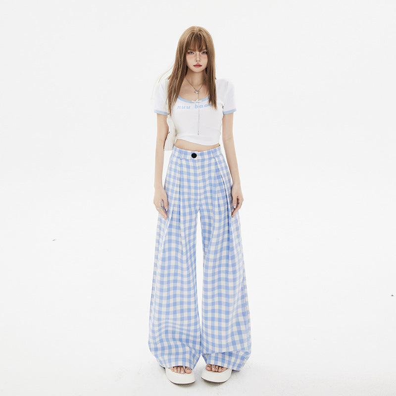 Wide-Leg Plaid Pants, Upper East Side | Women - BYMANYC ® New York - BYMANYC ® New York  
