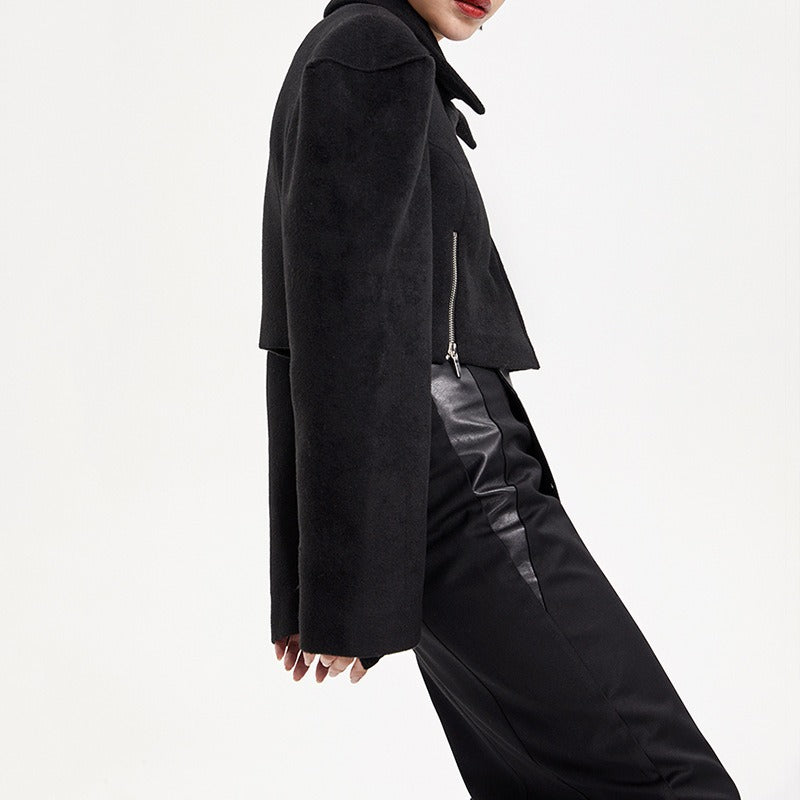 Wide-Shoulder Short Woolen Coat For Women, Financial District, BYMANYC New York. - BYMANYC ® New York  