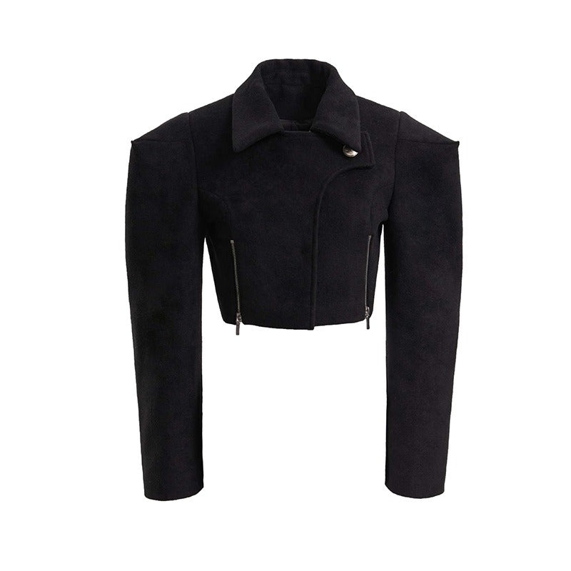 Wide-Shoulder Short Woolen Coat For Women, Financial District, BYMANYC New York. - BYMANYC ® New York  