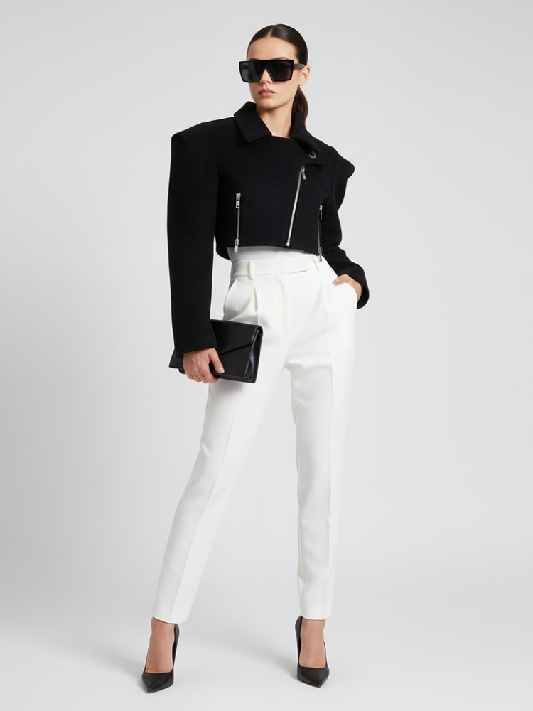 Wide-Shoulder Short Woolen Coat For Women, Financial District, BYMANYC New York. - BYMANYC ® New York  