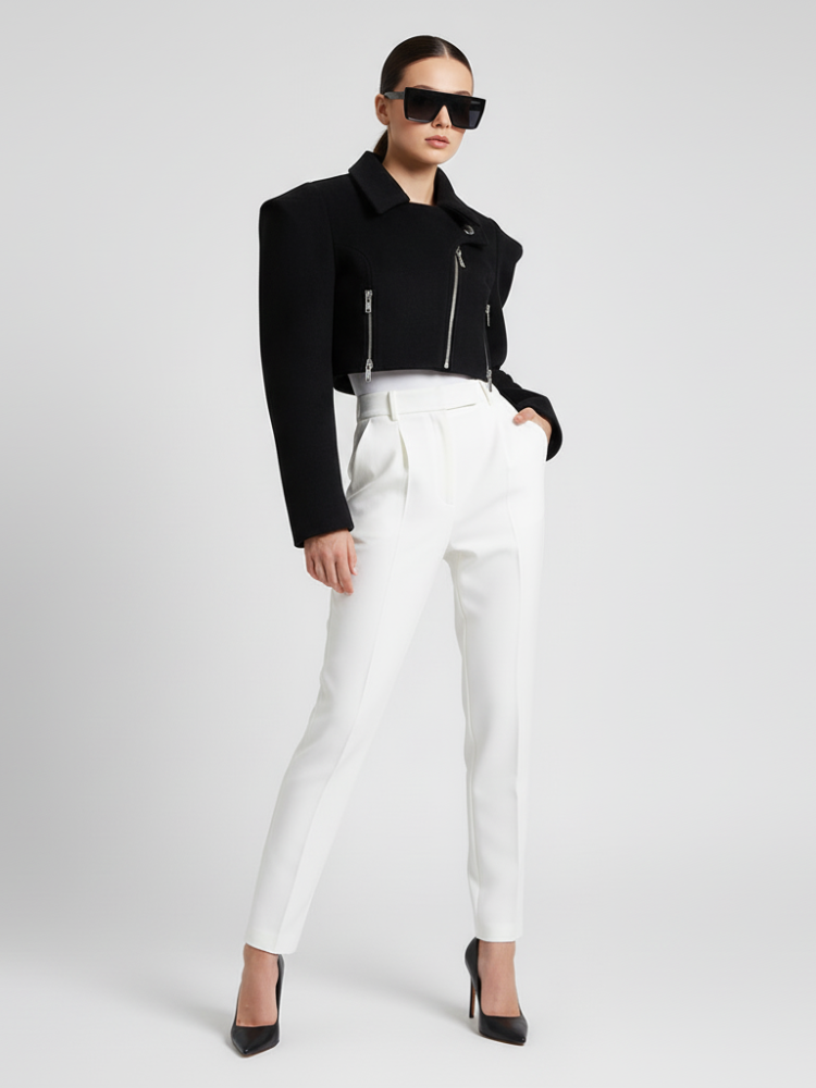 Wide-Shoulder Short Woolen Coat For Women, Financial District, BYMANYC New York. - BYMANYC ® New York  
