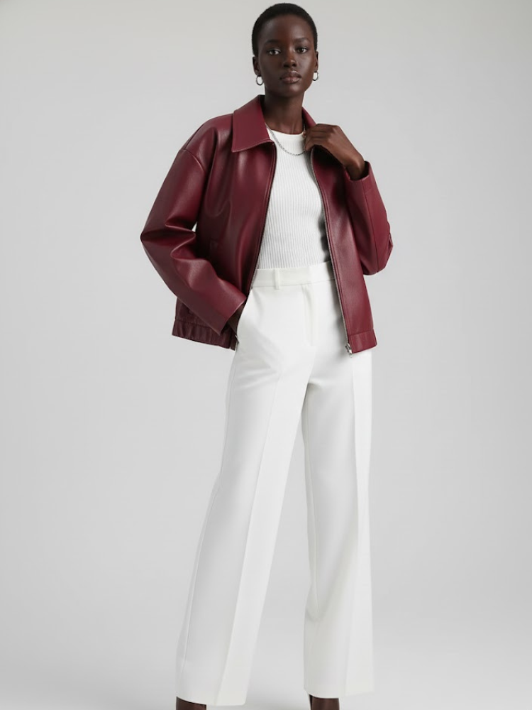 Wine Vegan Leather Blouson Jacket SULLIVAN: New Colección COUTURE in NOLITA - BYMANYC ® New York  NYC Wholesale Boutique Inventory - No MOQ & Ready to Ship