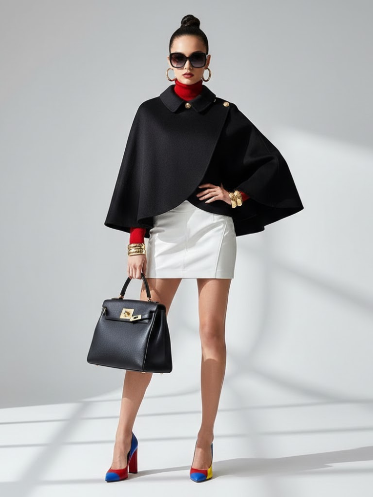  Woman’s Eco-Chic Cape Jacket: TRIBECA New Eco-Fashion Collection | BYMANYC ® New York  NYC Wholesale Boutique Inventory - No MOQ & Ready to Ship