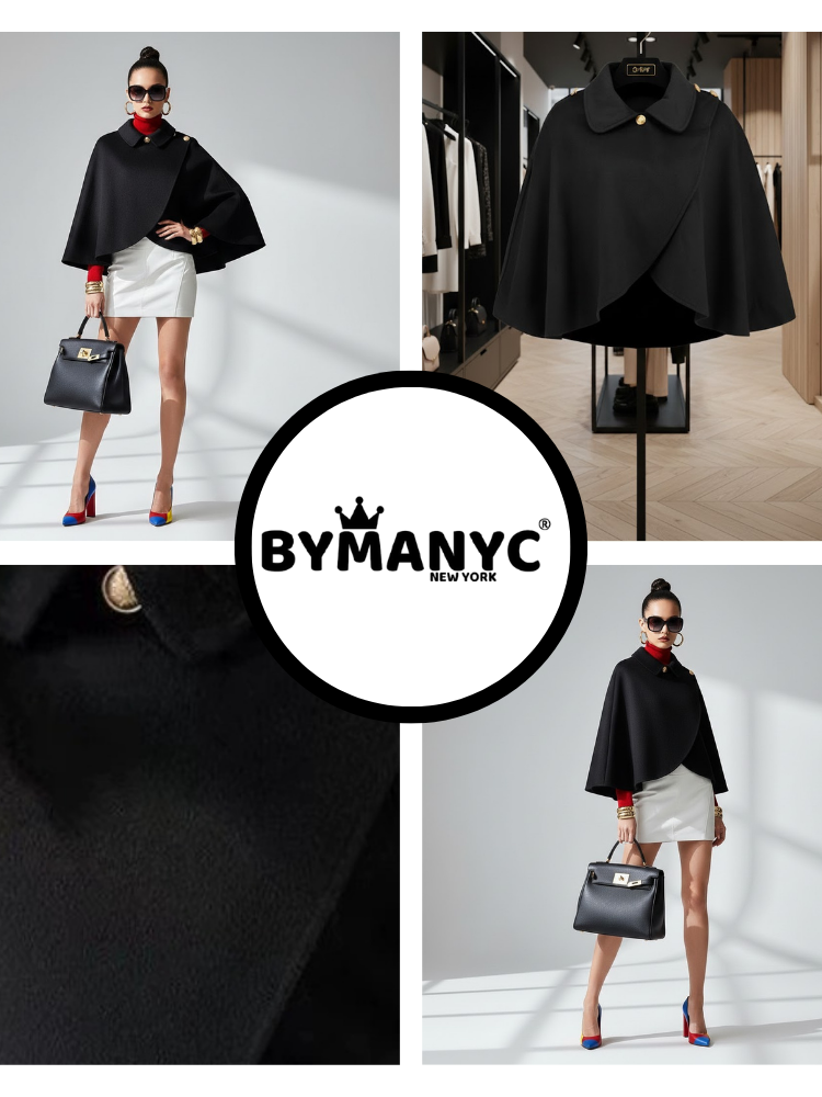  Woman’s Eco-Chic Cape Jacket: TRIBECA New Eco-Fashion Collection | BYMANYC ® New York  NYC Wholesale Boutique Inventory - No MOQ & Ready to Ship