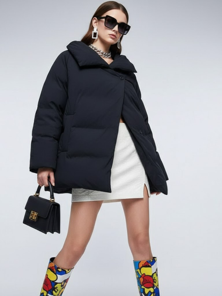  Women's Asymmetric Padded Jacket FLATIRON New Collection Couture in Manhattan BYMANYC ® New York  NYC Wholesale Boutique Inventory - No MOQ & Ready to Ship