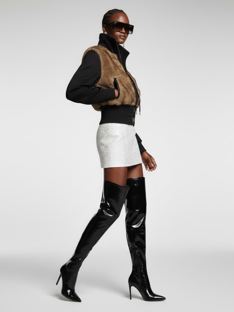 Women's Bomber Jacket with Faux Fur - CROWN HEIGHTS: New Collection COUTURE in BROOKLYN - BYMANYC ® New York - BYMANYC ® New York  