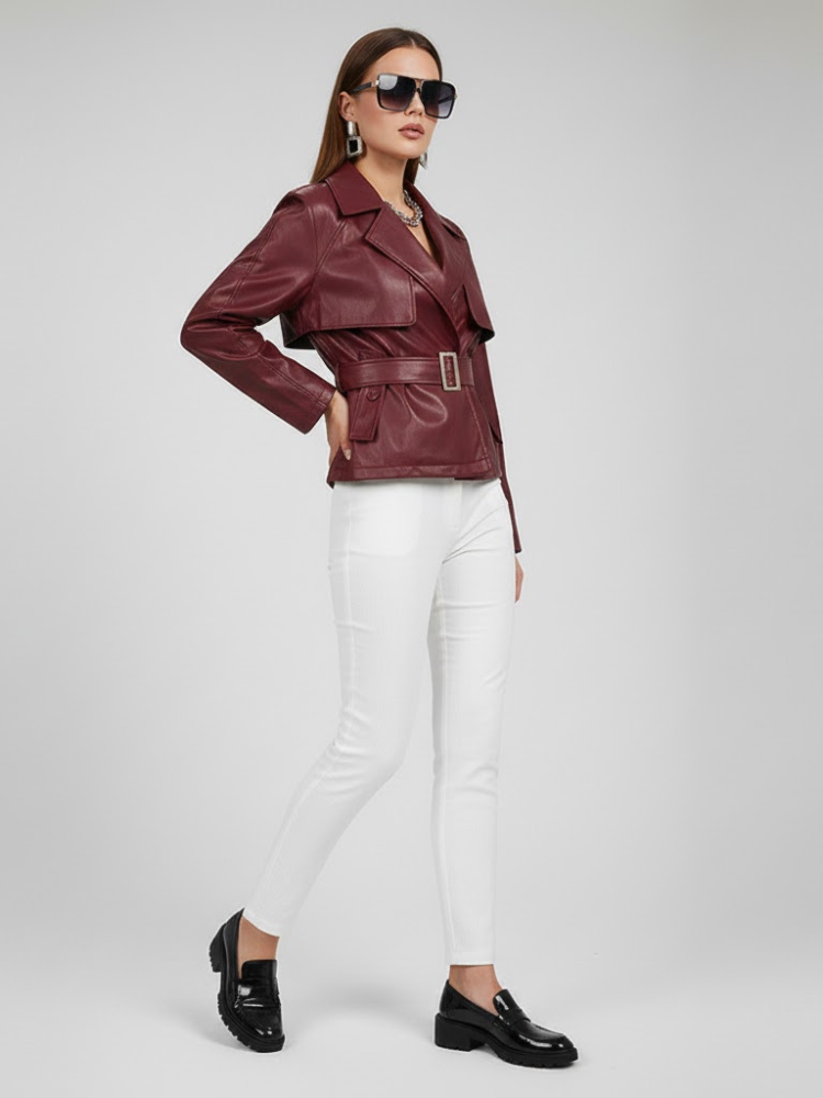 Women's Collared Zip Jacket BURGUNDY - RED HOOK: New Collection COUTURE in BROOKLYN - BYMANYC ® New York - BYMANYC ® New York  
