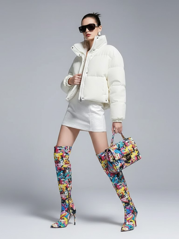 Women's Cropped Puffer Jacket GREENWICH New Collection Couture in Manhattan BYMANYC ® New York - BYMANYC ® New York  