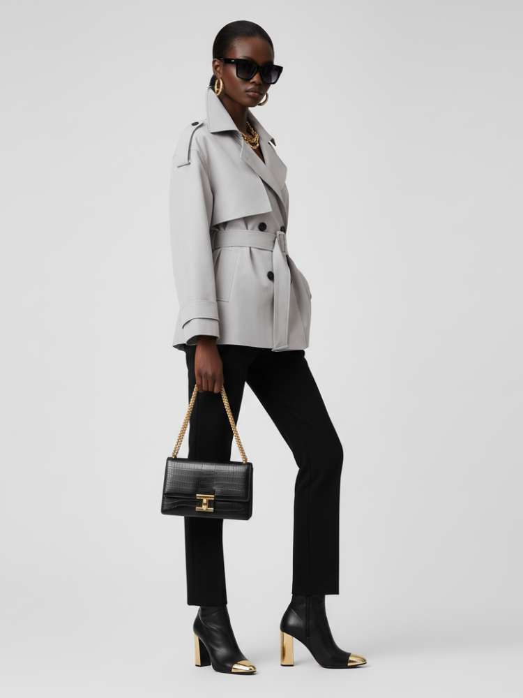  Women's Cropped Trench Jacket DUMBO ECO FASHION BYMANYC ® New York  NYC Wholesale Boutique Inventory - No MOQ & Ready to Ship