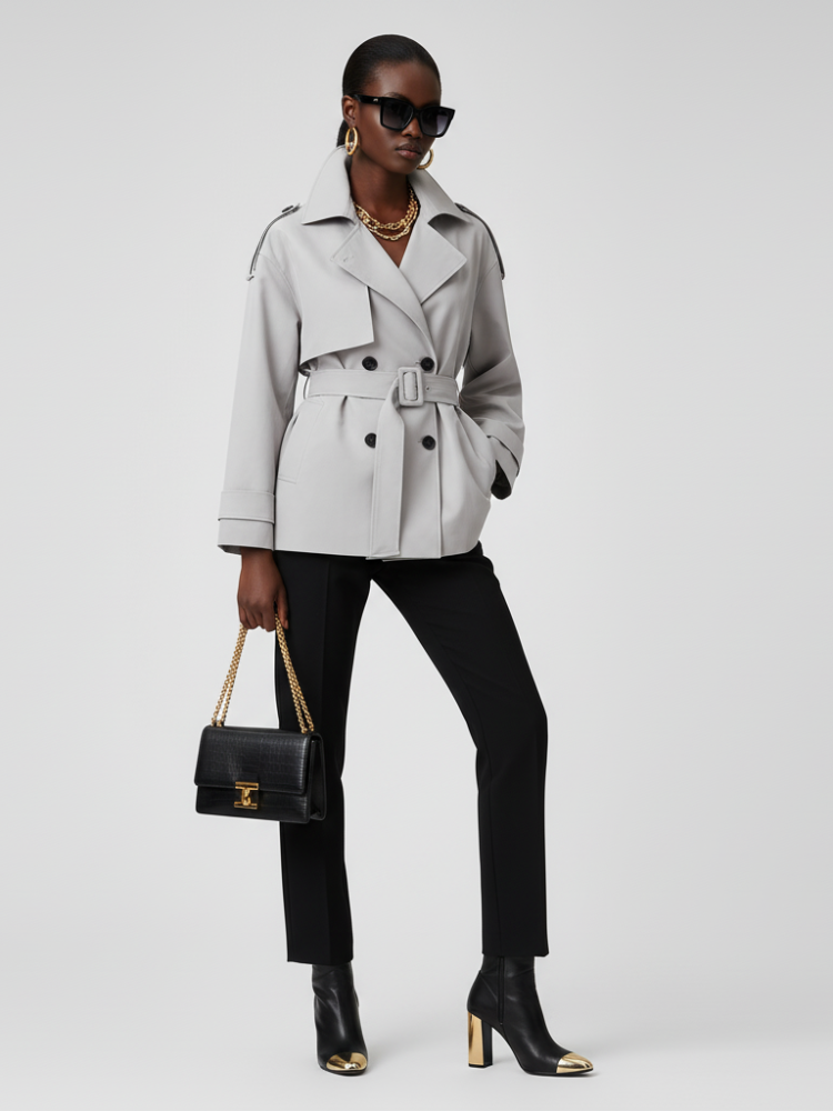  Women's Cropped Trench Jacket DUMBO ECO FASHION BYMANYC ® New York  NYC Wholesale Boutique Inventory - No MOQ & Ready to Ship