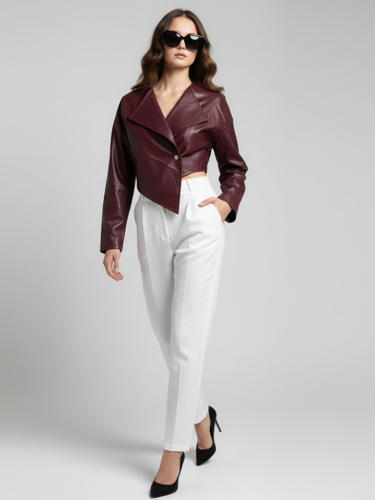  Women's Cropped Vegan Leather Jacket HARLEM COUTURE BYMANYC ® New York  NYC Wholesale Boutique Inventory - No MOQ & Ready to Ship