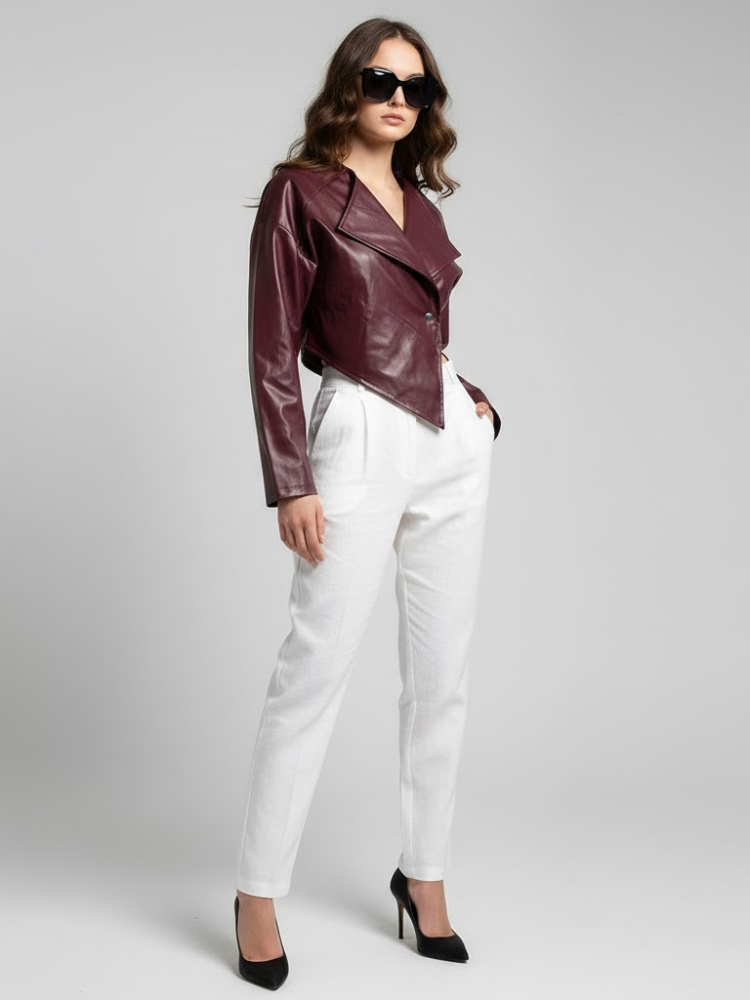  Women's Cropped Vegan Leather Jacket HARLEM COUTURE BYMANYC ® New York  NYC Wholesale Boutique Inventory - No MOQ & Ready to Ship