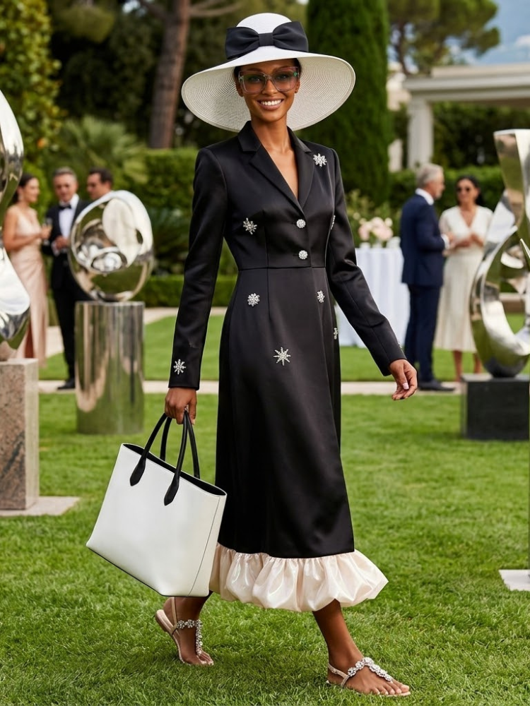  Women's Dress Elegant Black Satin HARLEM New Collection THE HAMPTONS BYMANYC ® New York  NYC Wholesale Boutique Inventory - No MOQ & Ready to Ship