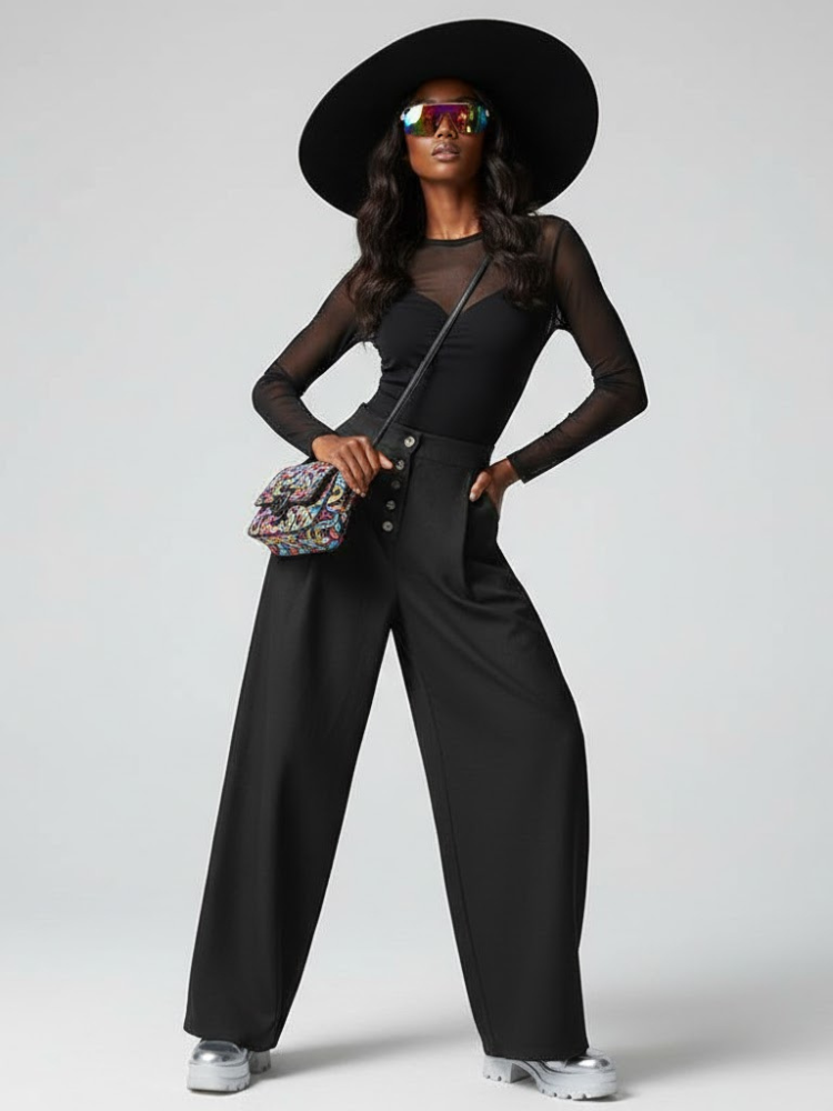  Women's Extra Wide Trousers BROOKLYN HEIGHTS NYFW New Colecction BYMANYC ® New York  NYC Wholesale Boutique Inventory - No MOQ & Ready to Ship