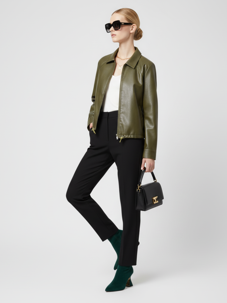  Women's Faux Leather Jacket WEST VILLAGE ECO FASHION BYMANYC ® New York  NYC Wholesale Boutique Inventory - No MOQ & Ready to Ship