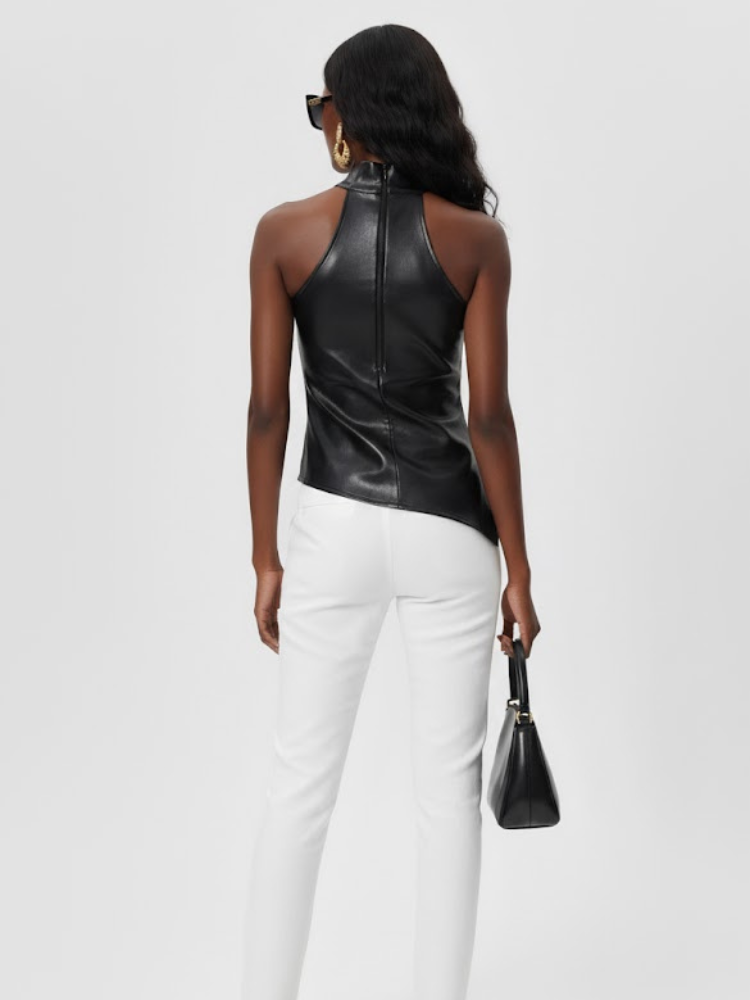  Women's Halter Vegan Leather Top UPPER EAST COUTURE BYMANYC ® New York  NYC Wholesale Boutique Inventory - No MOQ & Ready to Ship