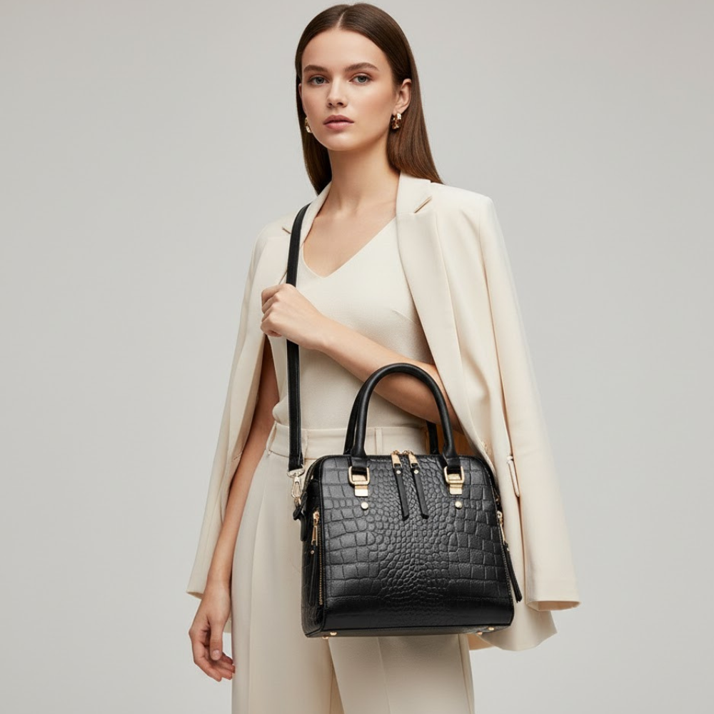 Women's Handbags: Wall Street Croc Satchel | Manhattan Chic Collection BYMANYC ® New York - BYMANYC ® New York  