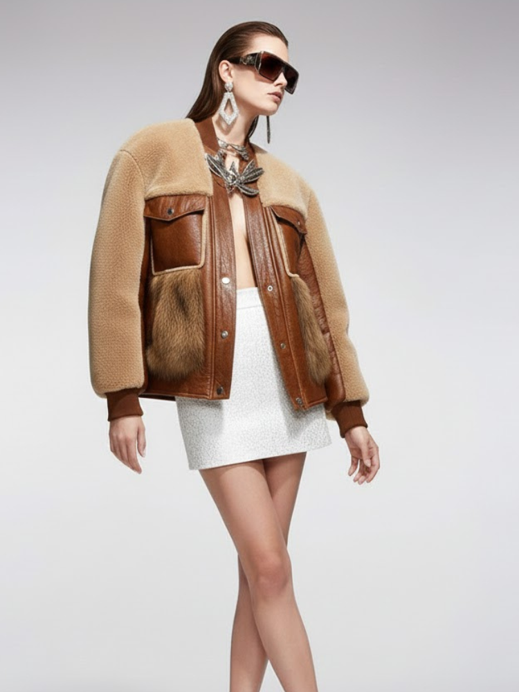 Women's Leather Fur Hybrid Jacket SOHO New Collection Couture in Manhattan BYMANYC ® New York - BYMANYC ® New York  