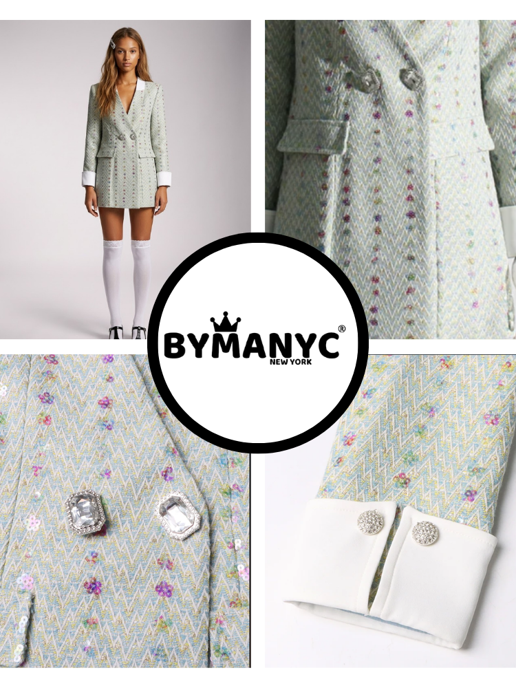  Women's Luxury Embroidered Long Blazer CENTRAL PARK BLOOM New Collection BYMANYC ®  NYC Wholesale Boutique Inventory - No MOQ & Ready to Ship