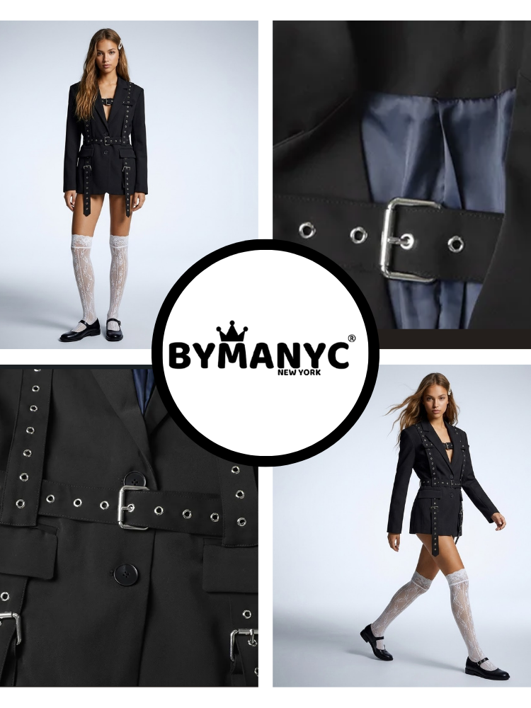  Women's Luxury Hardware Blazer NOIR BUCKLE New Collection Prêt-à-Porter BYMANYC ® New York  NYC Wholesale Boutique Inventory - No MOQ & Ready to Ship