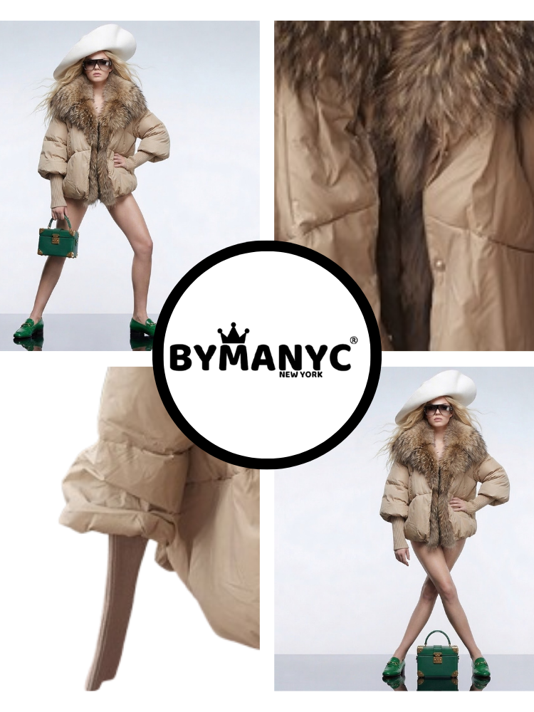  Women's Luxury Sand Puffer Jacket COURCHEVEL New Collection Prêt-à-Porter BYMANYC ® New York  NYC Wholesale Boutique Inventory - No MOQ & Ready to Ship