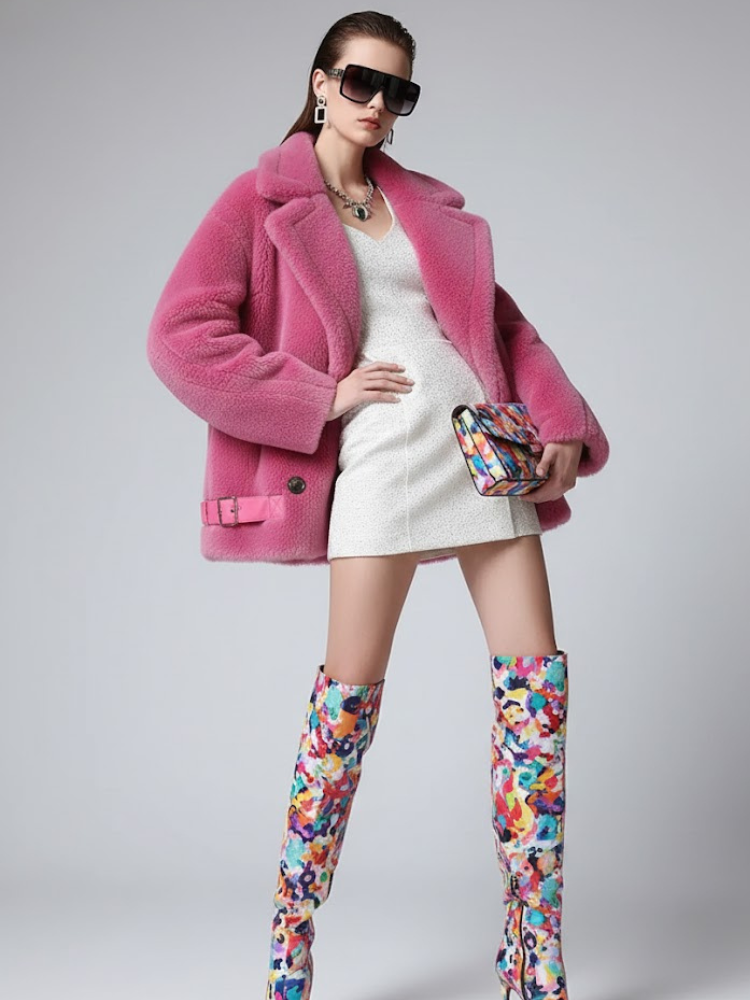 Women's Oversized Shearling Peacoat CHELSEA New Collection Couture in Manhattan BYMANYC ® New York - BYMANYC ® New York  