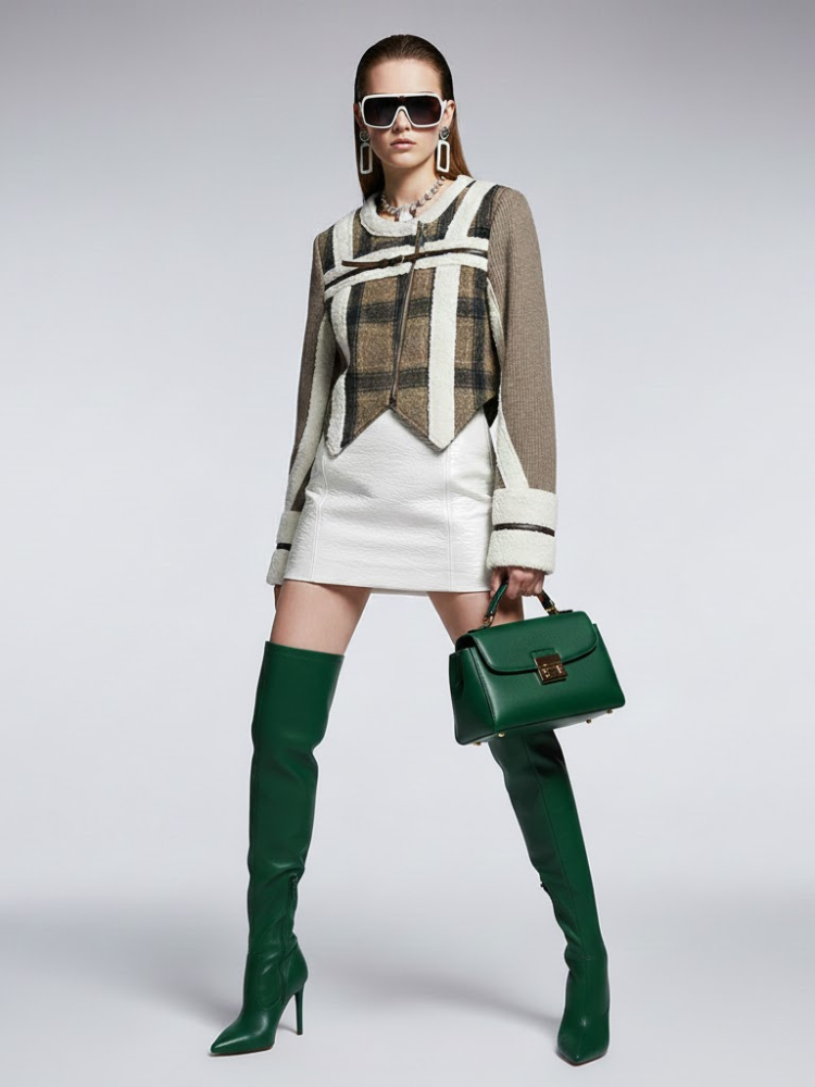 Women's Plaid Hybrid Jacket TRIBECA New Collection Couture in Manhattan BYMANYC ® New York - BYMANYC ® New York  