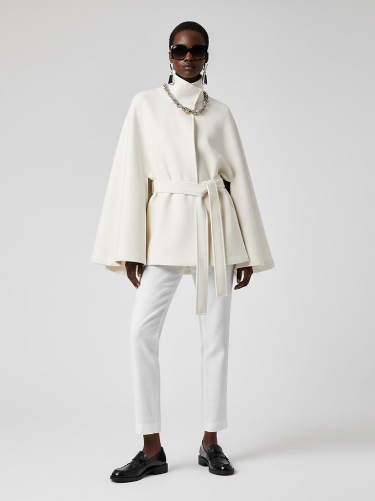 Women's Structured Sash Cape BLACK - PROSPECT HEIGHTS: New Collection COUTURE in BROOKLYN - BYMANYC ® New York  NYC Wholesale Boutique Inventory - No MOQ & Ready to Ship