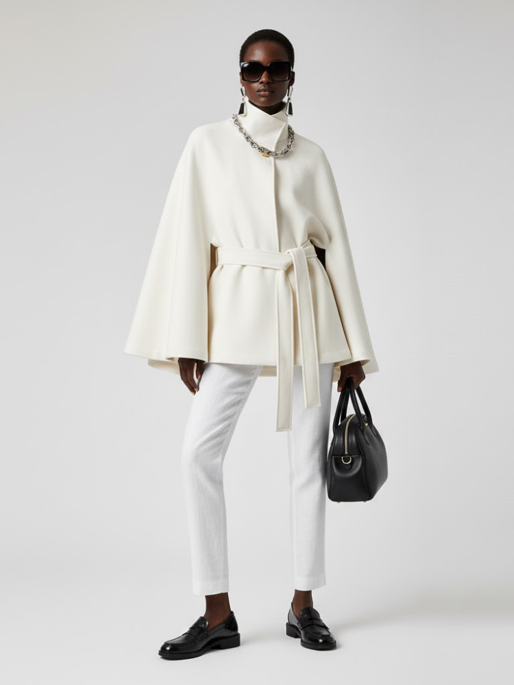  Women's Structured Sash Cape BLACK - PROSPECT HEIGHTS: New Collection COUTURE in BROOKLYN - BYMANYC ® New York  NYC Wholesale Boutique Inventory - No MOQ & Ready to Ship