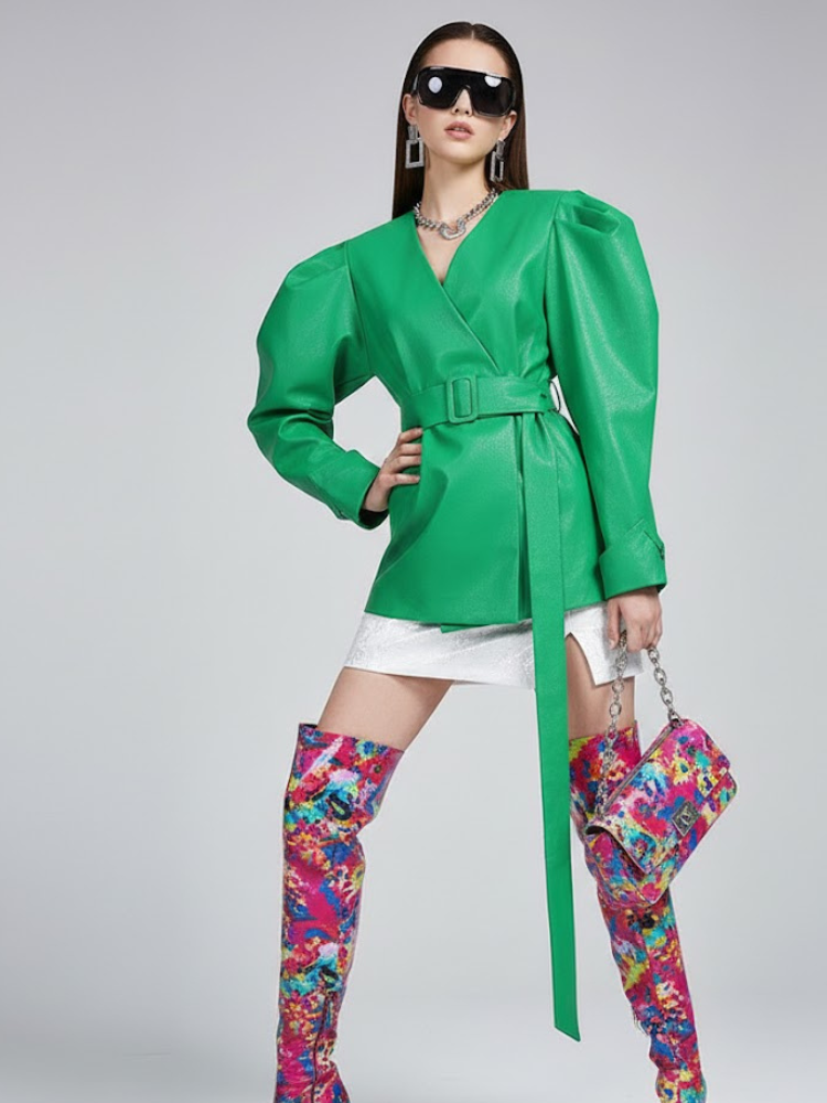  Women's Wrap Jacket EMERALD - DUMBO: New Collection COUTURE in BROOKLYN - BYMANYC ® New York  NYC Wholesale Boutique Inventory - No MOQ & Ready to Ship