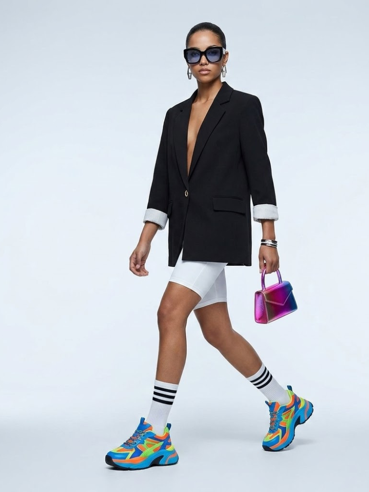 Women's Jacket Black Oversized Blazer BYMANYC ® New York WALL STREET STRIPED CUFFS - New Collection