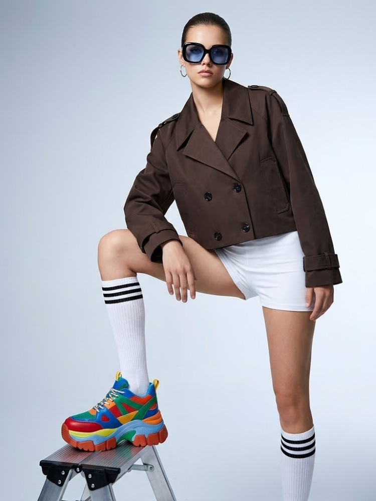 Women's Jacket Cropped Trench BYMANYC ® New York SOHO BROWN SHORT TRENCH - New Collection
