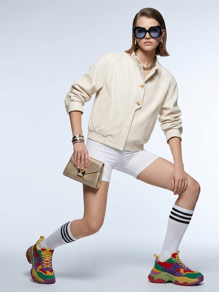 Women's Jacket Off-White Cream Faux Leather BYMANYC ® New York SOHO HIGH COLLAR LEATHERETTE BOMBER - New Collection