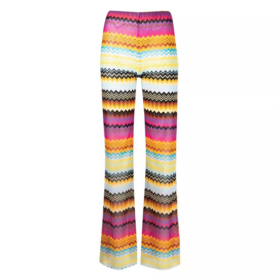 Z-Striped Wide-Leg Beach Pants For Women, Brooklyn, BYMANYC New York. - BYMANYC ® New York  