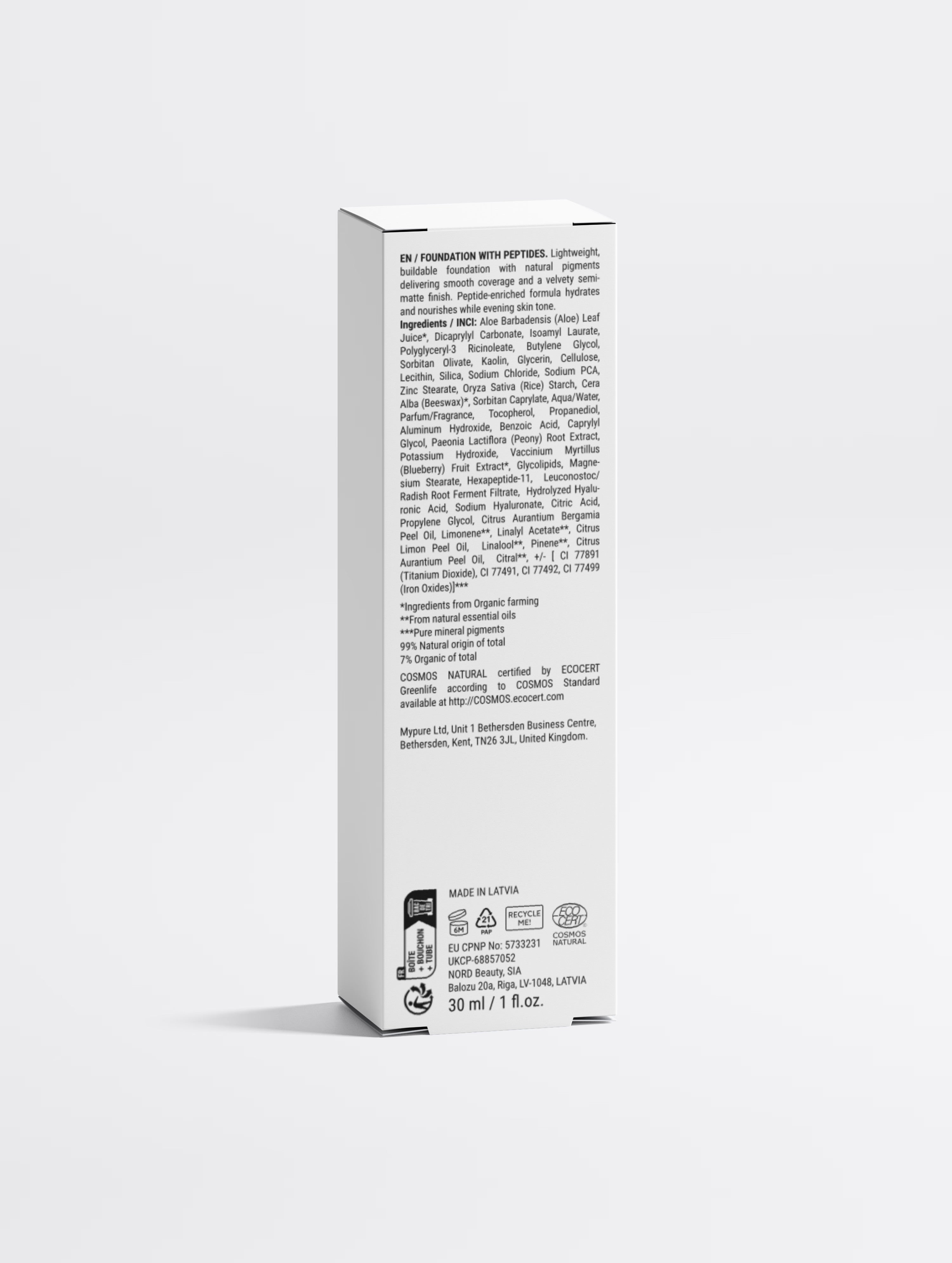 Foundation with Peptides 35 Tan Warm SOHO New Collection BYMANYC ® New York